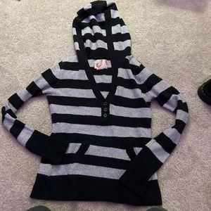 vintage 2000s striped sweater with hood